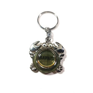 Crab Hawaii Spinner Silver Tone Keychain